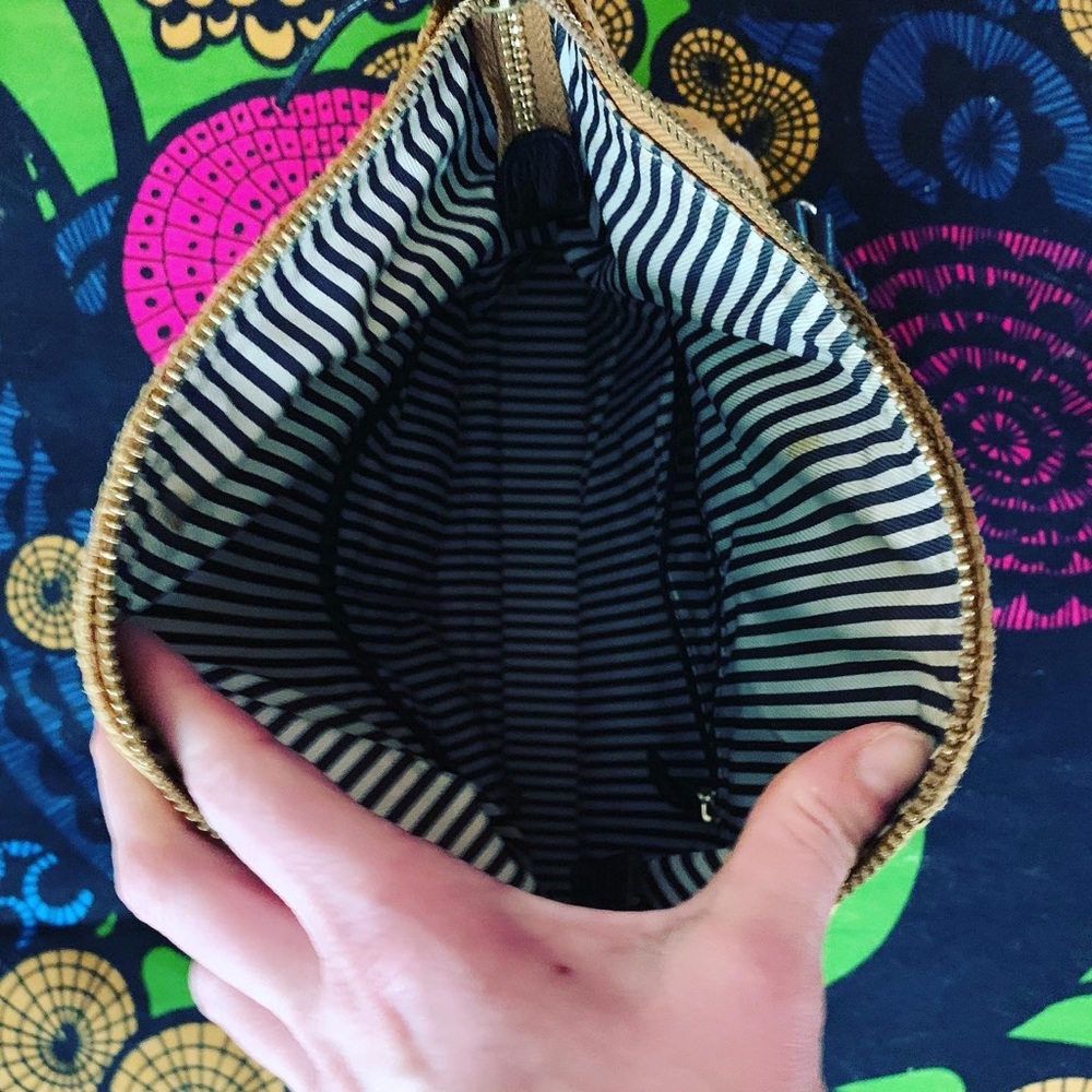 🔥EUC Kate Spade Woven tan and black Bag Purse Hand Bag excellent - Picture 9 of 9